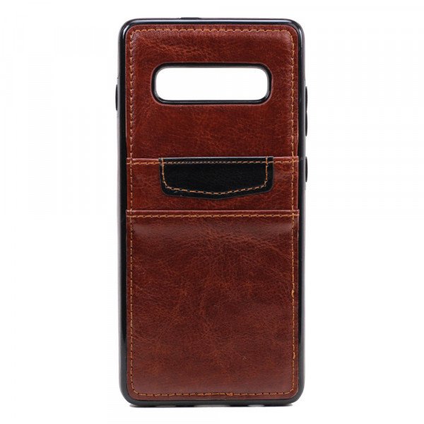 Wholesale Galaxy S10 Leather Style Credit Card Case (Brown)